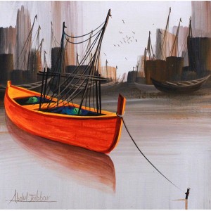Abdul Jabbar, 12 x 12 Inch,  Acrylic on Canvas, Seascape Painting, AC-ABJ-035